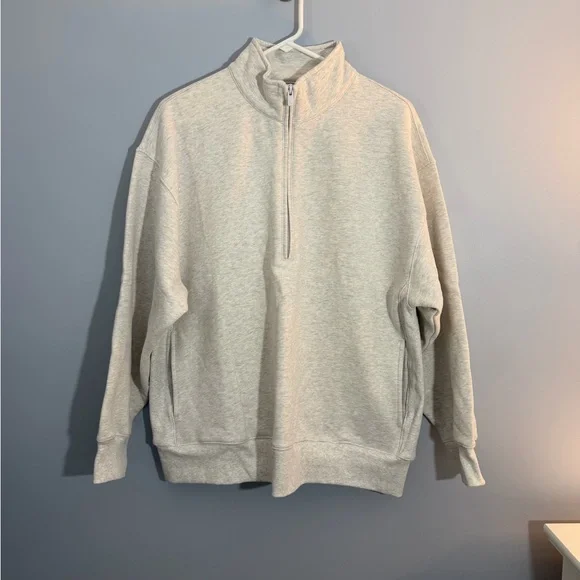 Aritzia cozy sweat fleece boyfriend half zip sweatshirt women’s size large - Picture 4 of 12